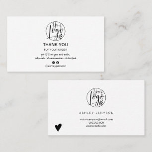 Einfache Schwarz-weiß minimalistische Logo-Bestell Visitenkarte