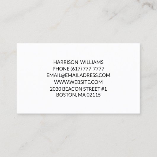 Einfache Schwarz-weiß-minimalistische Typografie Visitenkarte (Rückseite)