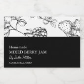 Einfache Schwarz-Weiß-Mischung aus Berry-Jam-Label Lebensmitteletikett (Einzelnes Label)