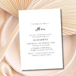 Einfache Schwarz-Weiß-Miss an Frau Brautparty Einladung