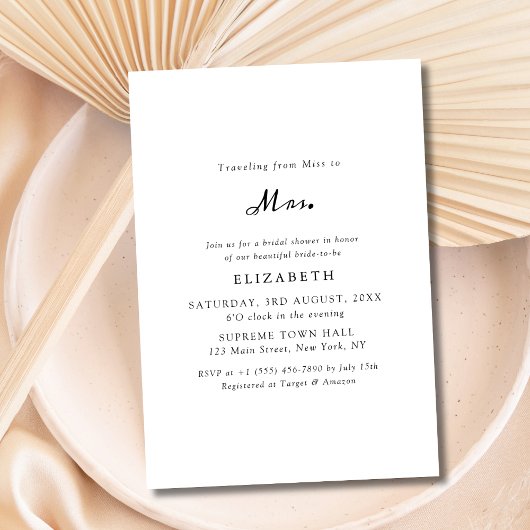 Einfache Schwarz-Weiß-Miss an Frau Brautparty Einladung