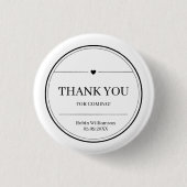 Einfache Schwarz-Weiß-Moderne Minimal Vielen Dank Button (Vorderseite)