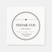 Einfache Schwarz-Weiß-Moderne Minimal Vielen Dank Serviette (Vorderseite)