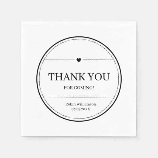 Einfache Schwarz-Weiß-Moderne Minimal Vielen Dank Serviette (Vorderseite)