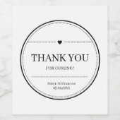 Einfache Schwarz-Weiß-Moderne Minimal Vielen Dank Weinetikett (Einzelnes Label)