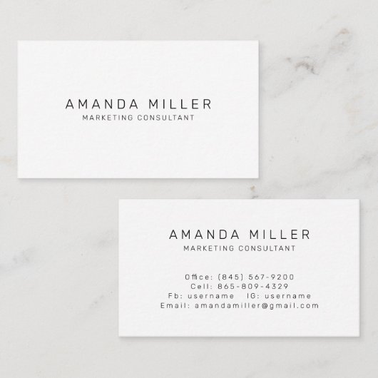 Einfache Schwarz-Weiß-Moderne Visitenkarte (Vorne/Hinten)