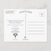 Einfache Schwarz-Weiß-Monogram-Herz-Hochzeit Ankündigungspostkarte (Rückseite)