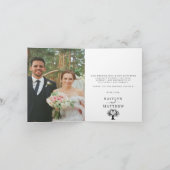 Einfache Schwarz-Weiß-Monogram-Herz-Hochzeit Dankeskarte (Innenseite)