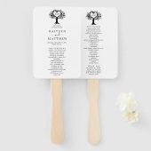 Einfache Schwarz-Weiß-Monogram-Herz-Hochzeit Fächer (Vorne und Hinten)