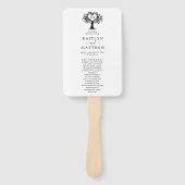 Einfache Schwarz-Weiß-Monogram-Herz-Hochzeit Fächer (Vorderseite)