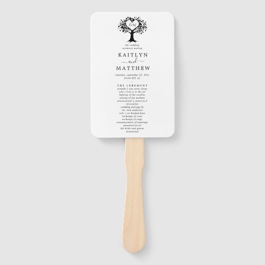 Einfache Schwarz-Weiß-Monogram-Herz-Hochzeit Fächer (Vorderseite)