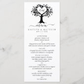 Einfache Schwarz-Weiß-Monogram-Herz-Hochzeit Menükarte (Vorderseite)