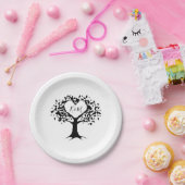 Einfache Schwarz-Weiß-Monogram-Herz-Hochzeit Pappteller (Party)