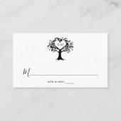 Einfache Schwarz-Weiß-Monogram-Herz-Hochzeit Platzkarte (Vorderseite)