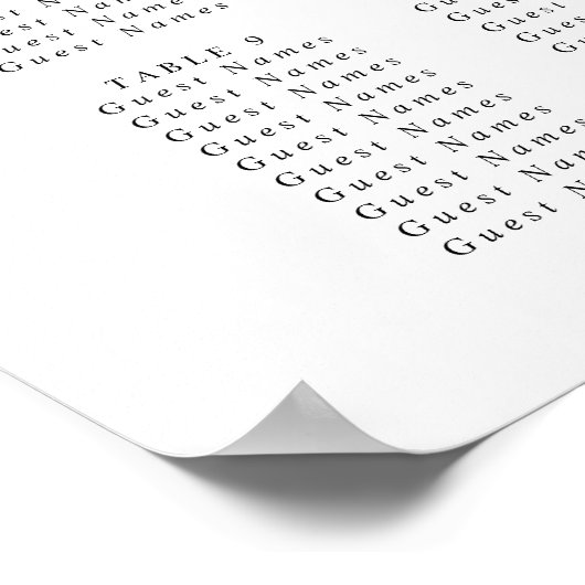 Einfache Schwarz-Weiß-Monogram-Herz-Hochzeit Poster (Ecke)