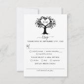 Einfache Schwarz-Weiß-Monogram-Herz-Hochzeit RSVP Karte (Vorderseite)