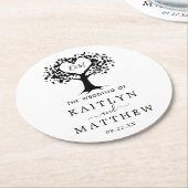 Einfache Schwarz-Weiß-Monogram-Herz-Hochzeit Runder Pappuntersetzer (Angewinkelt)