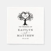 Einfache Schwarz-Weiß-Monogram-Herz-Hochzeit Serviette (Vorderseite)