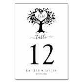 Einfache Schwarz-Weiß-Monogram-Herz-Hochzeit Tischnummer (Vorderseite)