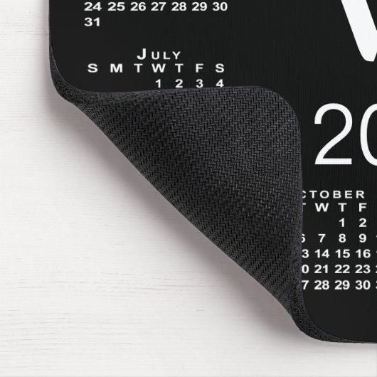 Einfache Schwarz-Weiß-Monogramm 2020-Kalender Mousepad (Ecke)
