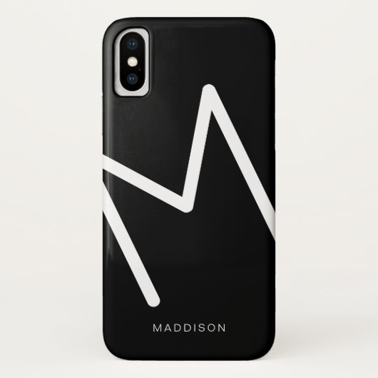 Einfache Schwarz-Weiß-Monogramm-Abstrakte Paste Case-Mate iPhone Hülle (Rückseite)