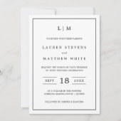 Einfache Schwarz-Weiß-Monogramm-Elegante Hochzeit Einladung (Vorderseite)