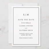 Einfache Schwarz-Weiß-Monogramm-Elegante Hochzeit Save The Date (Vorderseite)