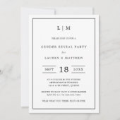 Einfache Schwarz-Weiß-Monogramm-Genderdarstellung Einladung (Vorderseite)