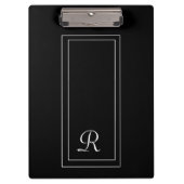 Einfache Schwarz-Weiß-Monogramm-Geschäfte Klemmbrett (Vorderseite)