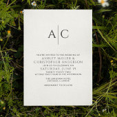 Einfache Schwarz-Weiß-Monogramm-Hochzeit Einladung