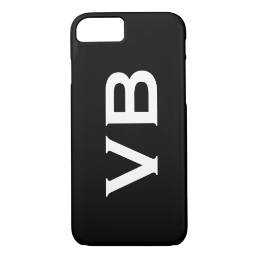 Einfache Schwarz-Weiß-Monogramm-Horizontal Case-Mate iPhone Hülle (Rückseite)