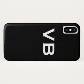 Einfache Schwarz-Weiß-Monogramm-Initialen Case-Mate iPhone Hülle (Rückseite (Horizontal))