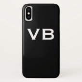 Einfache Schwarz-Weiß-Monogramm-Initialen Case-Mate iPhone Hülle (Rückseite)