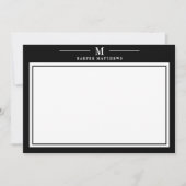 Einfache Schwarz-Weiß-Monogramm-Korrespondenz Mitteilungskarte (Vorderseite)