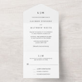 Einfache Schwarz-Weiß-Monogramm-Minimalistische Ho All In One Einladung (Innen Boden)