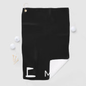 Einfache Schwarz-Weiß-Monogramm mit Golf-Flagge Golfhandtuch (Insitu)