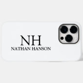 Einfache Schwarz-Weiß-Monogramm modern Case-Mate iPhone Hülle (Rückseite (Horizontal))