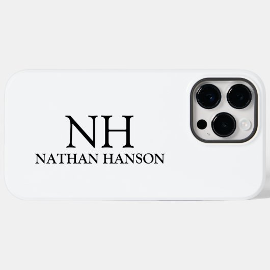 Einfache Schwarz-Weiß-Monogramm modern Case-Mate iPhone Hülle (Rückseite (Horizontal))