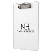 Einfache Schwarz-Weiß-Monogramm modern Klemmbrett (Links)