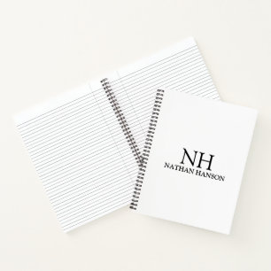 Einfache Schwarz-Weiß-Monogramm modern Notizblock