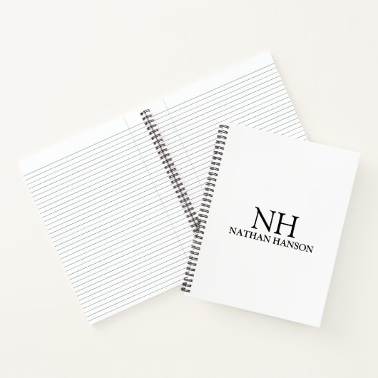 Einfache Schwarz-Weiß-Monogramm modern Notizblock (Innenseite)