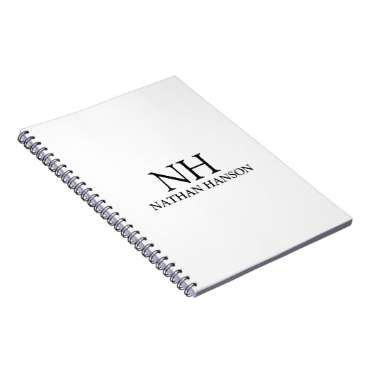Einfache Schwarz-Weiß-Monogramm modern Notizblock (Rechte Seite)