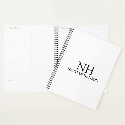 Einfache Schwarz-Weiß-Monogramm modern Planer (Anzeige)