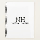 Einfache Schwarz-Weiß-Monogramm modern Planer (Vorderseite)