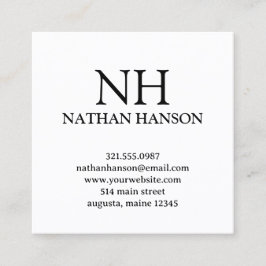 Einfache Schwarz-Weiß-Monogramm modern Quadratische Visitenkarte
