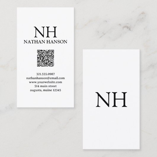 Einfache Schwarz-Weiß-Monogramm modern Visitenkarte (Vorne/Hinten)