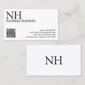 Einfache Schwarz-Weiß-Monogramm modern Visitenkarte (Vorne/Hinten)