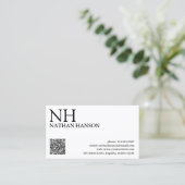 Einfache Schwarz-Weiß-Monogramm modern Visitenkarte (Stehend Vorderseite)