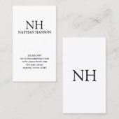 Einfache Schwarz-Weiß-Monogramm modern Visitenkarte (Vorne/Hinten)