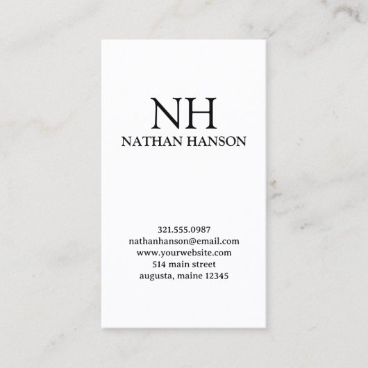 Einfache Schwarz-Weiß-Monogramm modern Visitenkarte (Vorderseite)